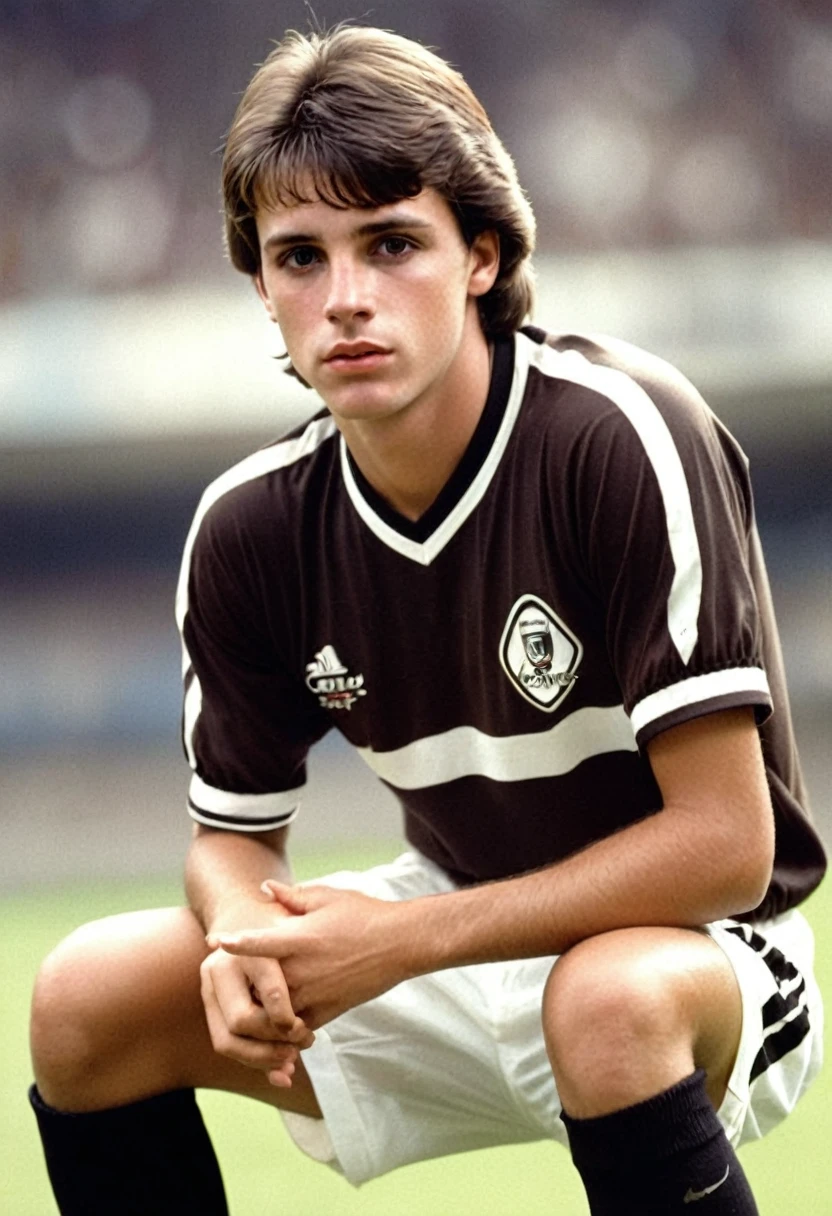 Create Paulo Henrique, white boy, with brown eyes and short straight brown hair.who debuted in 1990 playing for Botafogo. In 1991, at the age of 18, he won the Brazilian Championship with the Botafogo team 