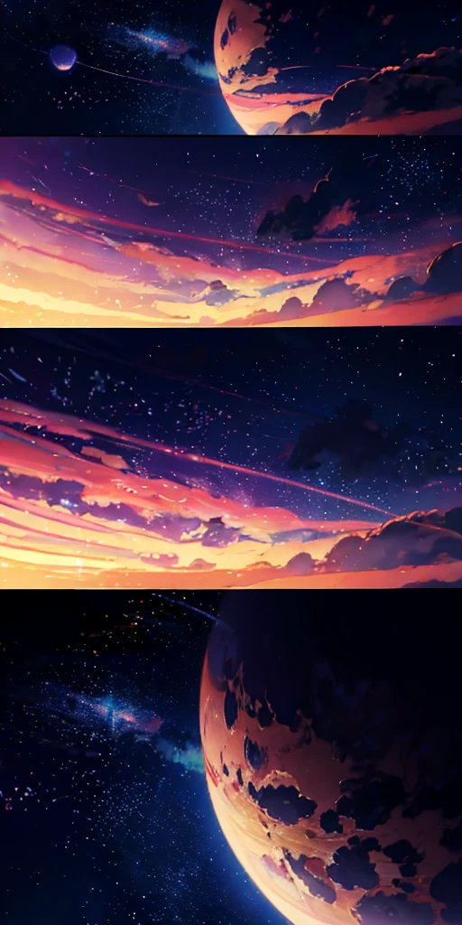 Beautiful sky anime scene with stars and planets, Space Sky. by Makoto Shinkai, anime art wallpaper 4k, anime art wallpaper 4k, Anime Art Wallpapers 8K, anime wallpaper 4k, anime wallpaper 4k, 4k anime wallpaper, Anime Sky, Awesome Wallpapers, Anime Background, Heavenly planets in the background, Anime Background art