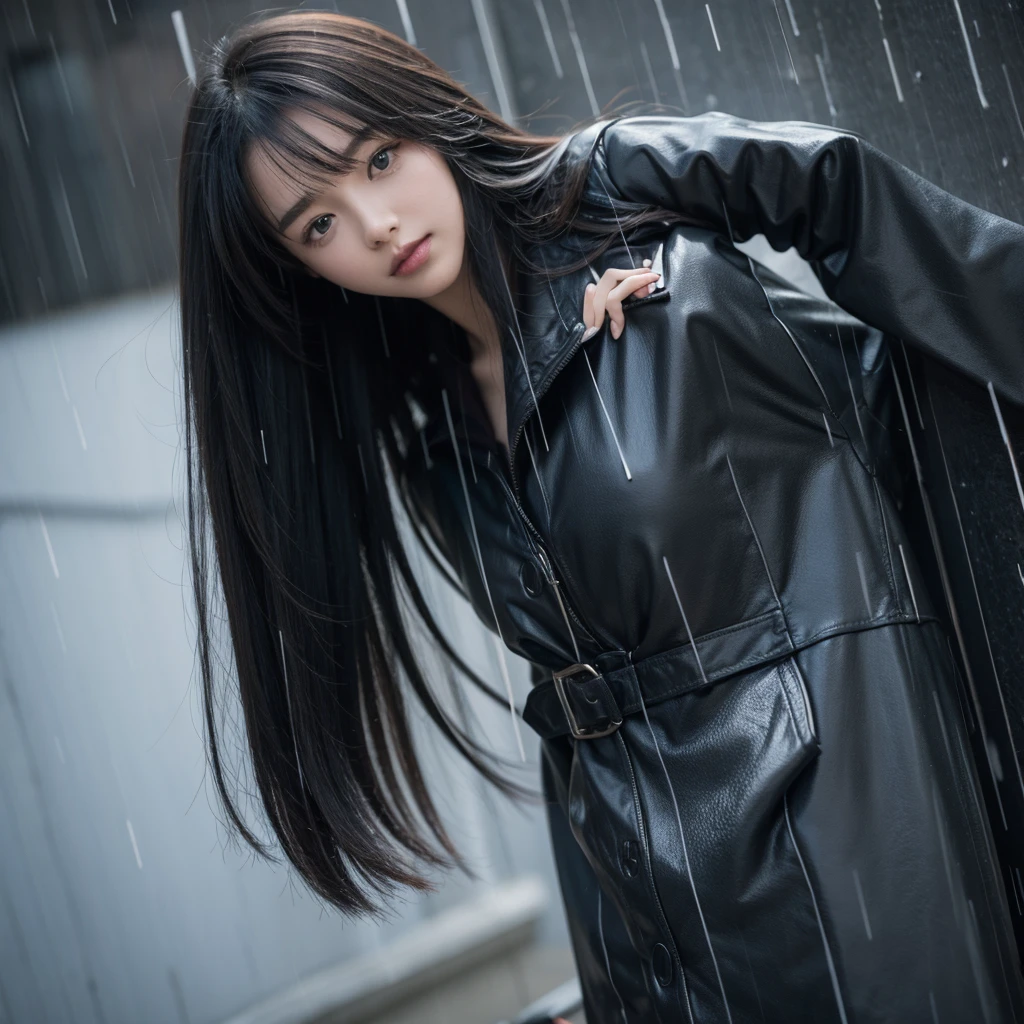 Blach hair, girl, cool, on rain