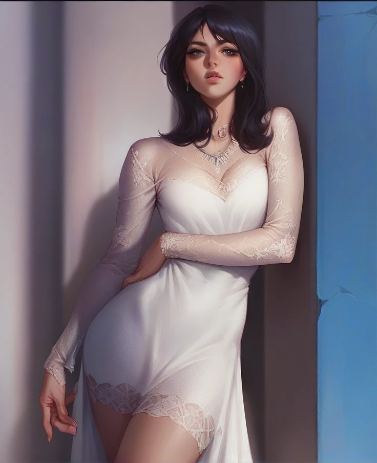 Lisa from blackpink in a white dress short black hair, posing in a sexy way [32K HD] 