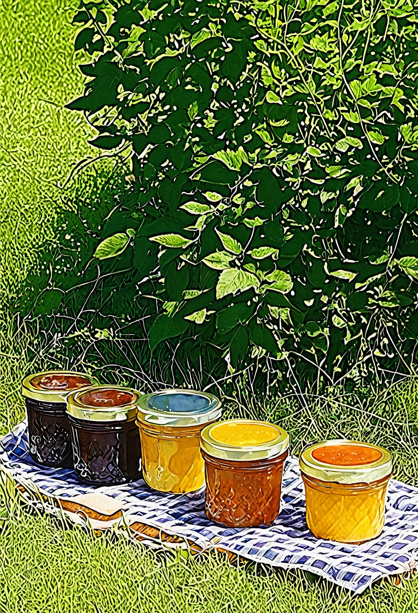 Picnic with various jams