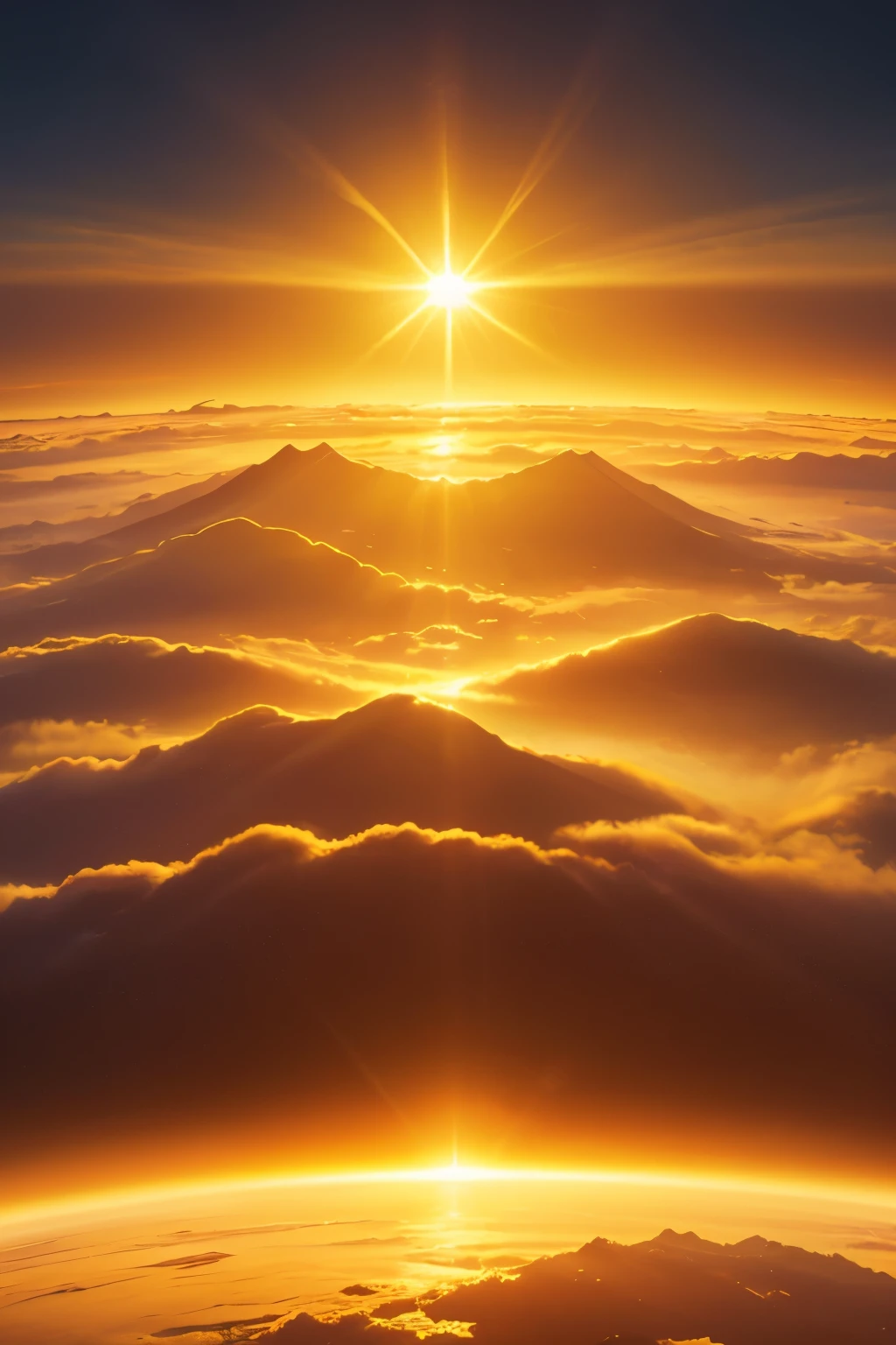 High definition and exquisite close-up of the sun's ascent in the morning, painting Venezuela with a radiant golden hue. The intricate details of the sun's intrinsic fire are captured in stunning clarity, casting a warm glow upon the landscape below. The image exudes a sense of tranquility and awe, showcasing the sun's majesty in its full glory. The light illuminates the vastness of Venezuela, highlighting its natural beauty and creating an image of breathtaking realism. (photorealistic:1.4), 8k high definition, best quality, masterpiece:1.2)