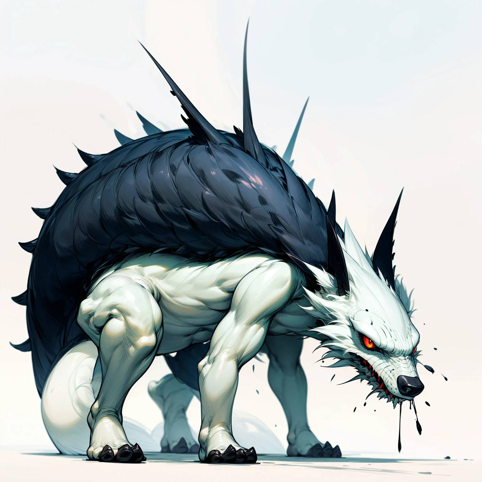 1character, full background, Grassroots, Full body version, ultra hd, detailed shadow, detailed eyes, (one piece style), evolution becomes more magnificent, lighting red eyes, has two horn, white color skin