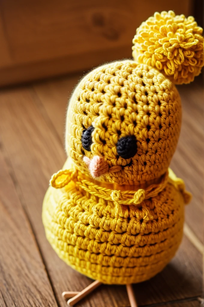 Little chick with crochet hat
