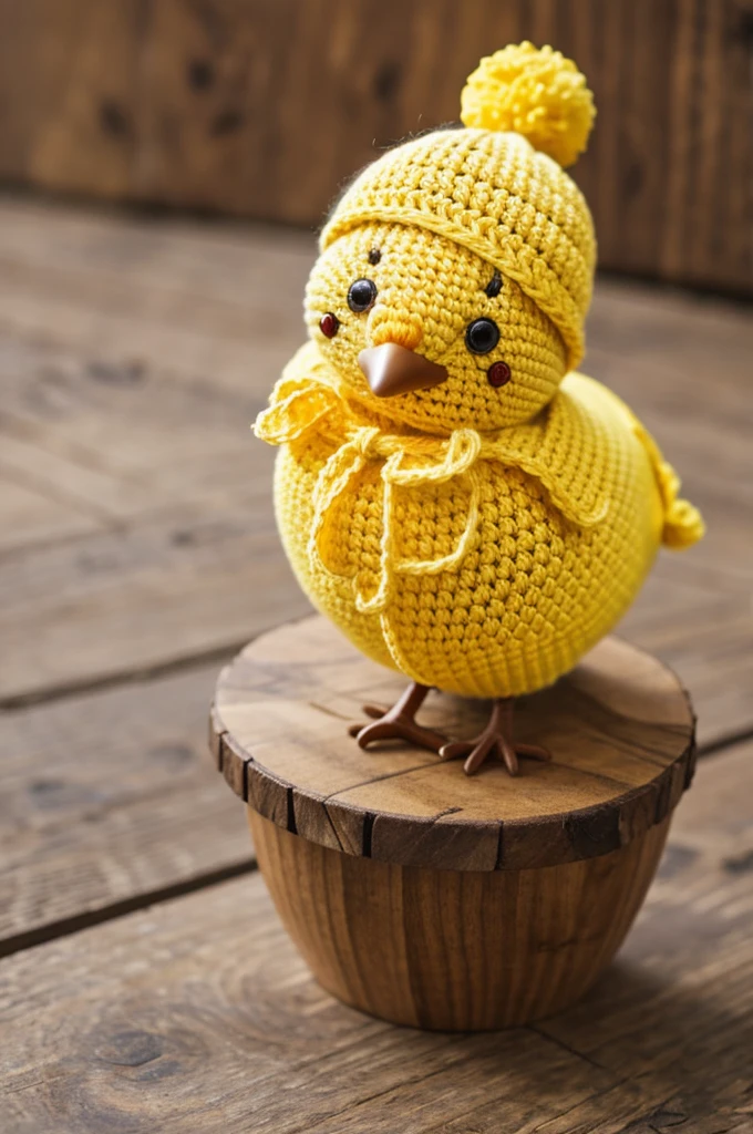  chick with crochet hat 