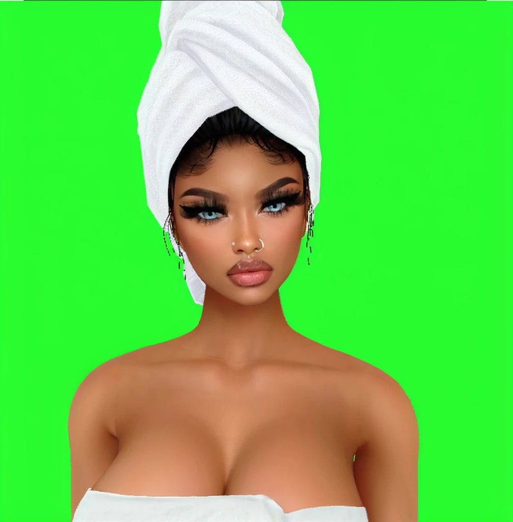 nose ring, big breast, no smile, towel head, towel, ebony black girl, beautiful, blue eyes