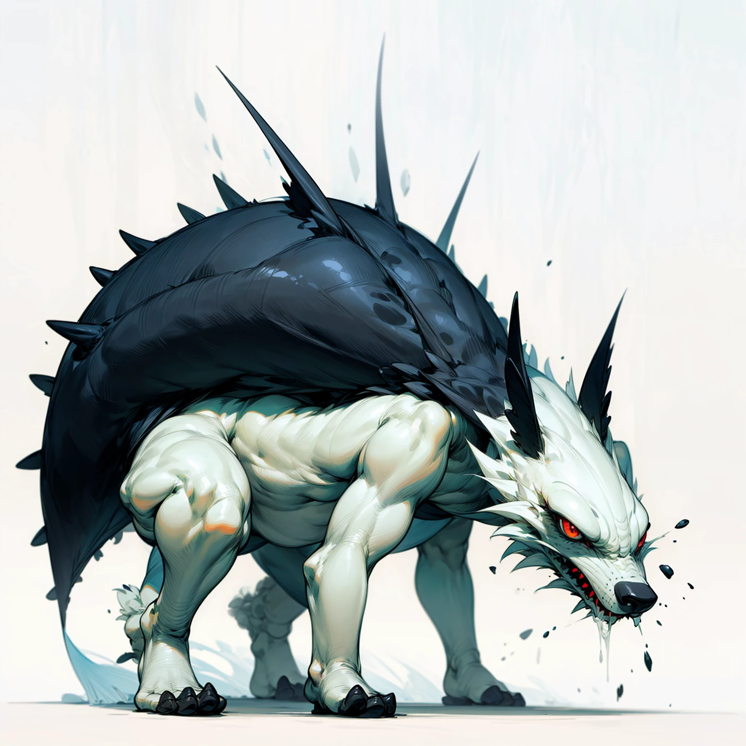 1character, full background, Grassroots, Full body version, ultra hd, detailed shadow, detailed eyes, (one piece style), evolution becomes more magnificent, lighting red eyes, has two horn, white color skin 