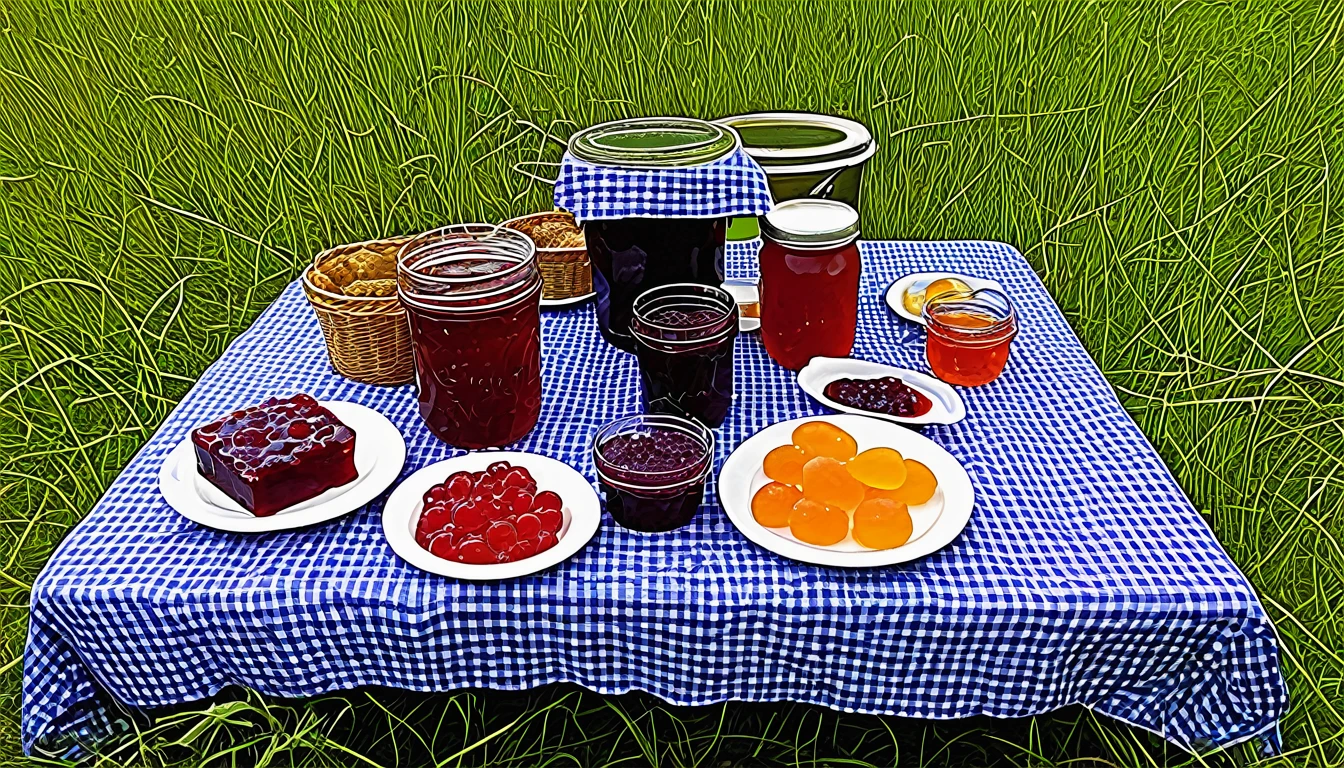 Picnic with plenty of jellies and jams
