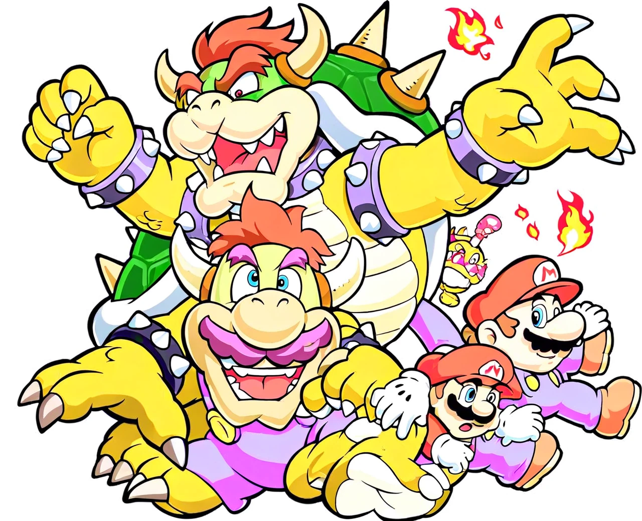 a cartoon image of a super mario bros character with a ball, bowser nintendo, bowser, fire breathing. bowser, koopa, goron brute, mario, video game characters designs, inspired by Luigi Kasimir, nintendo game art, spiky, spiky skin, official art, video game character art, inspired by Mario Bardi, nintendo, spike shell, :3