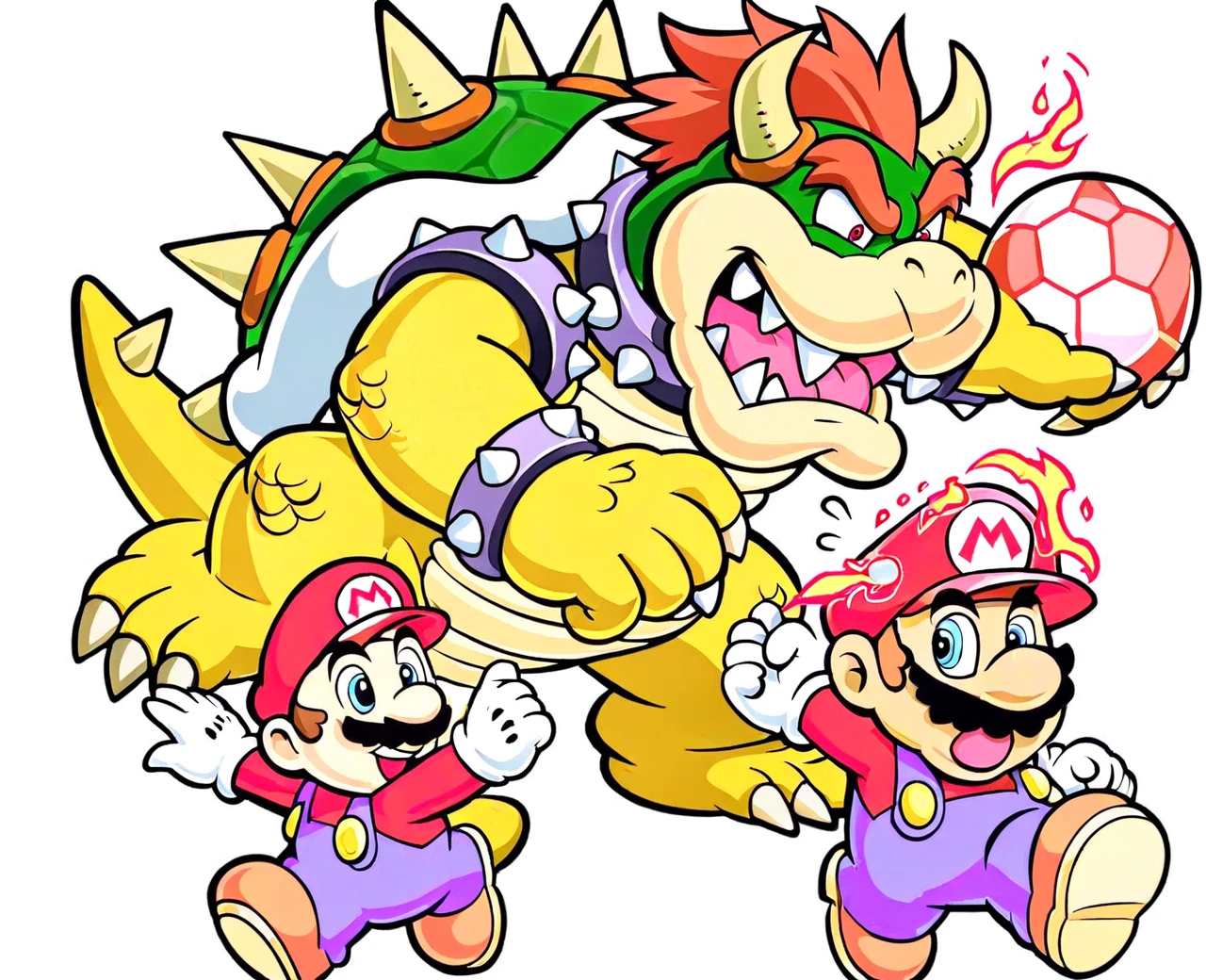 a cartoon image of a super mario bros character with a ball, bowser nintendo, bowser, fire breathing. bowser, koopa, goron brute, mario, video game characters designs, inspired by Luigi Kasimir, nintendo game art, spiky, spiky skin, official art, video game character art, inspired by Mario Bardi, nintendo, spike shell, :3