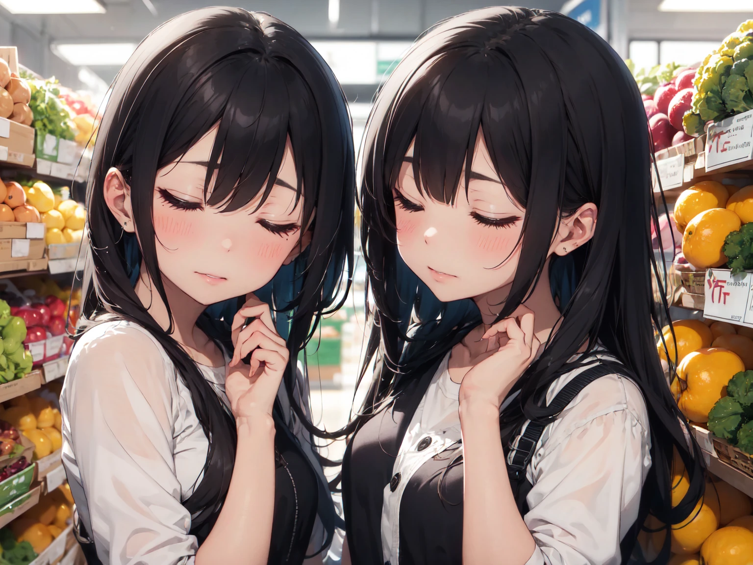dark hair, long hair,