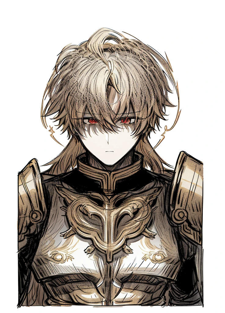 1boy, golden hair, red eyes, golden saint, epic armor, legendary weapon, handsome man, elegant clothes, holy knight, epic accessories, (high resolution, high detail, best quality)