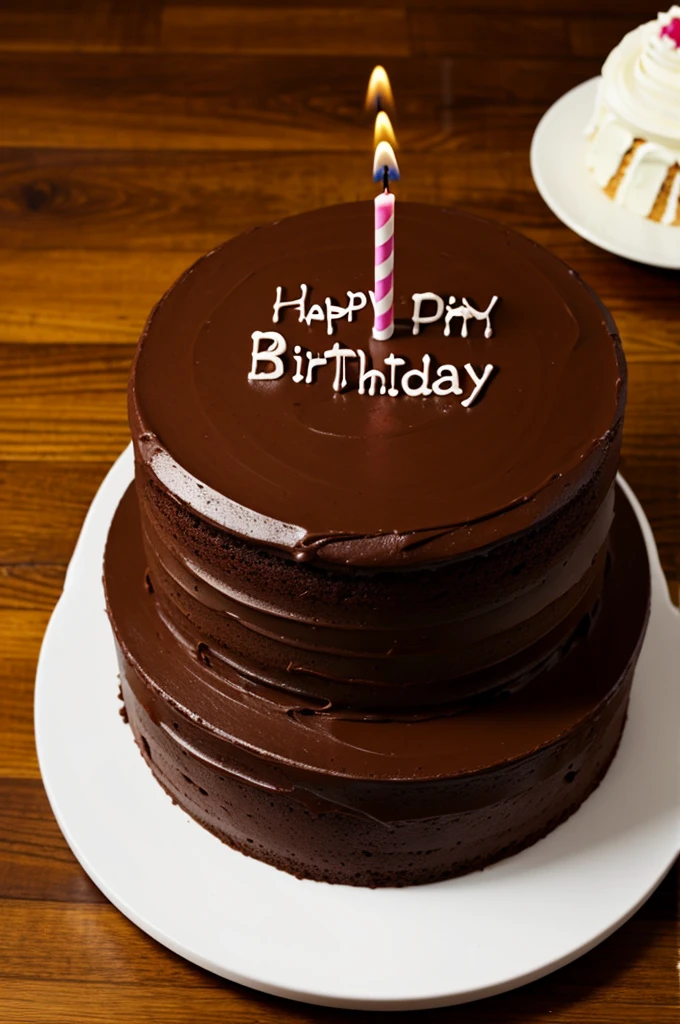 A simple chocolate cake, 1 floor with the sentence "happy birthday Iram"
