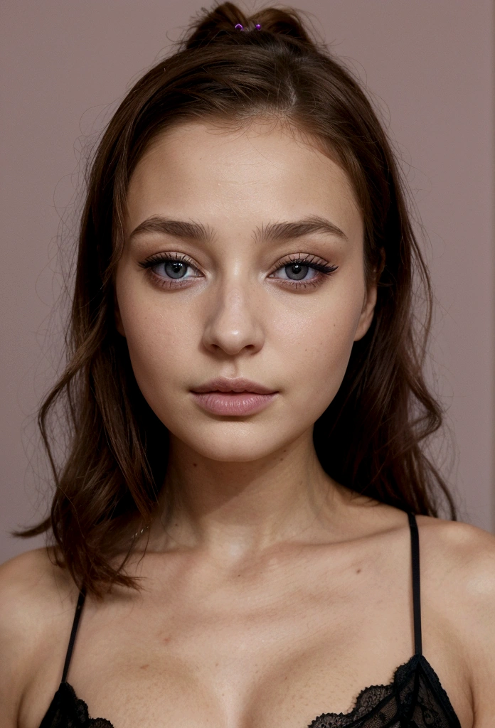femme arafed avec débardeur et culotte assortis, fille sexy aux yeux bruns, portrait sophie mudd, cheveux bruns et grands yeux, selfie d'une jeune femme, Yeux de chambre, violette myers, sans maquillage, Maquillage naturel, regarder directement la caméra, Visage avec Artgram, Maquillage subtil, Superbe photo du corps entier, clivage, assis à table