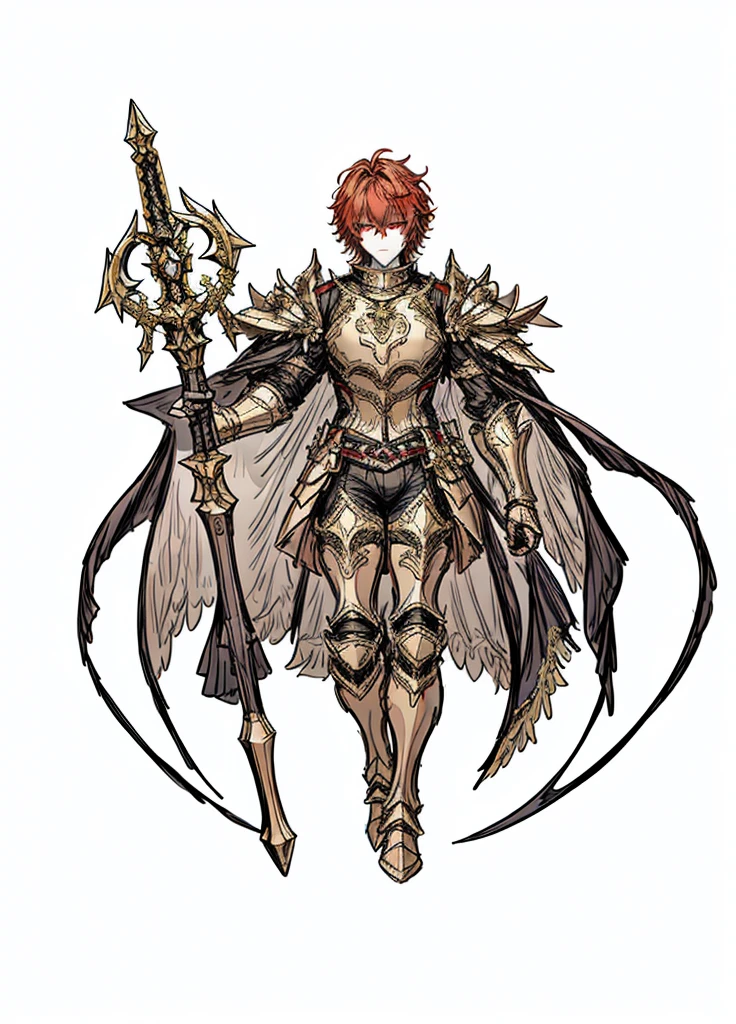 1boy, golden fur, short hair,Red eyes,golden saint, epic armor, legendary weapon, handsome man, elegant clothes,holy knight, (high resolution, high detail, The best quality)