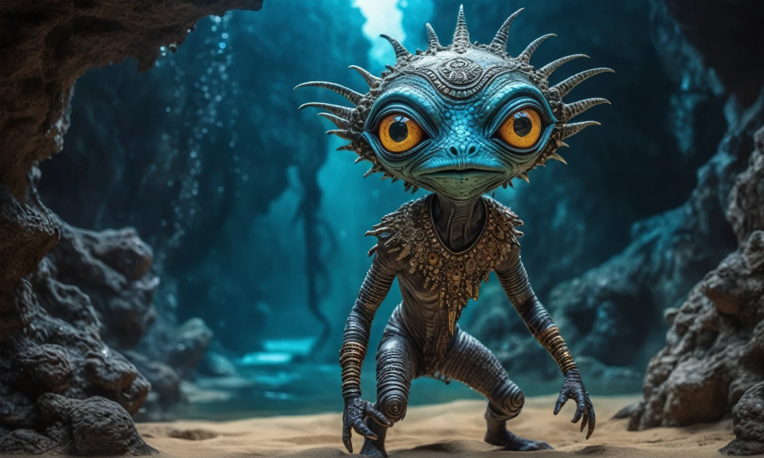full body length shot,nerd graphite  Alien Entity,native africa slave ,nowadays azctec central city,Cinematic,soft colors, Technicolor,natural skin textures, hyper realism, hyper detailed,Extremely detailed,High contrast,Masterpiece,Realistic,Ultra Detailed, intricate details,realistic humid leather,extremely intricate details,Epic Realistic, cinematic style, irina yermolova,high contrast,hdr,extremely detailed, [deep night landscape],masterpiece, intricate details, eyes extremely detailed, high detailed eyes,8k resolution,retina, Nikon Z9,Korea,orc,Egypt, Pisces, transition between two art styles, Double contact, X-ray, Creative, vivid light, fantasy, Abstract, Surrealism, super detailed, high resolution,insanity wear,skin  almost translucent,  Mestichino,Light particles,chaos,starfish's leather,Bali of Indonesia

