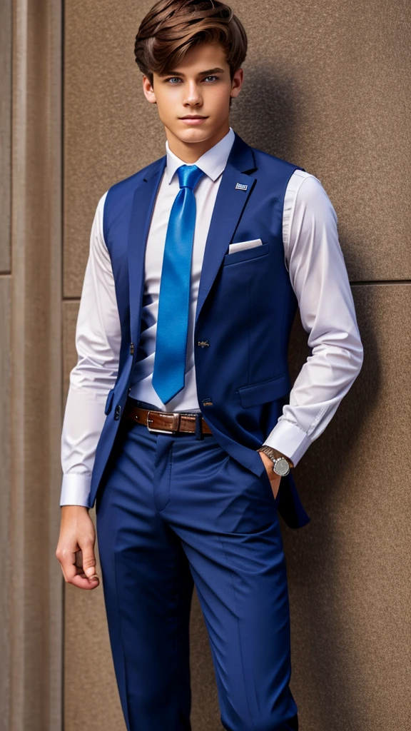 19 year old male wearing tie and lomg sleveed button up with blazer and vest with dress pants and belts
4K HIGH REZ
Physical Description: Brown colored hair and skinny build. 5"5 and 150 LB. Blue eyes.
.