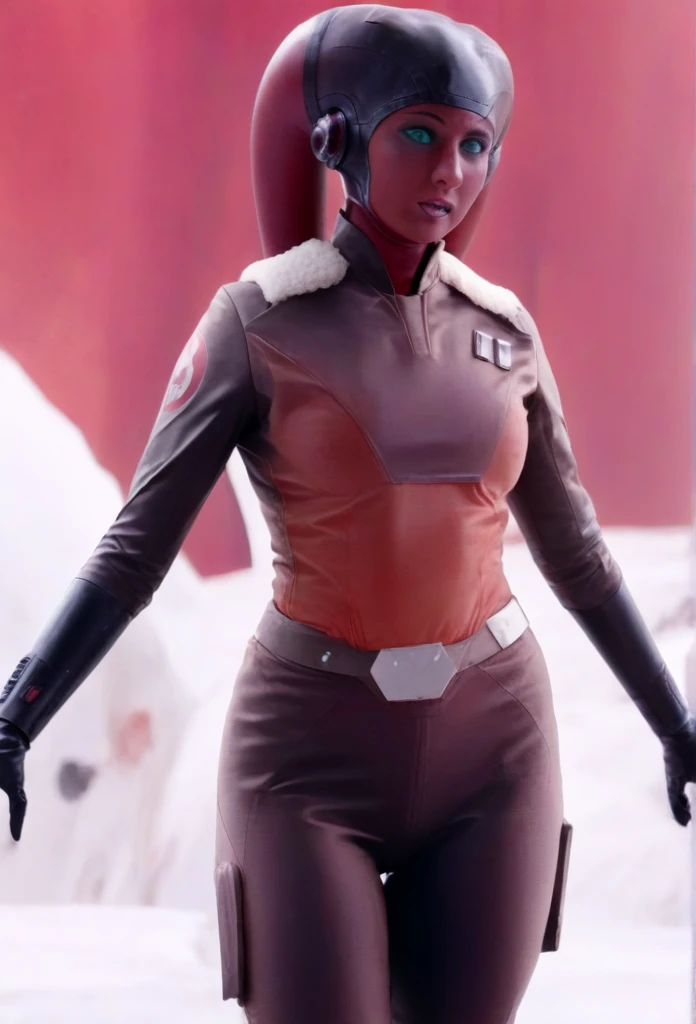 score_9, score_8_up, score_7_up, score_6_up, 2d, rating_questionable, rating_safe, BREAK ((green skin)) Female Twi'lek (((hera syndulla ))), helmet with red visor, star wars, armor,black gloves,tight bodysuit,black cape,black pants, close up, solo, standing, front view, medium breasts, wide hips, holding lightsaber, double edged, action pose, red blade, indoors, sith base, science fiction,
