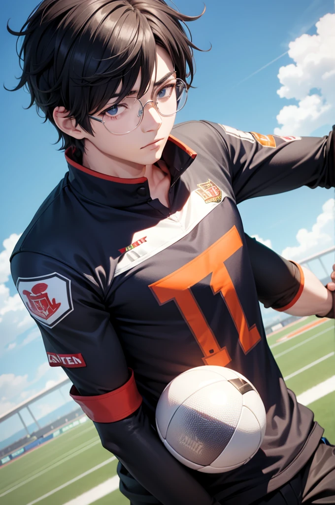 Ren Amamiya Persona,Boy Anime,football uniform, glasses, headphones on head
