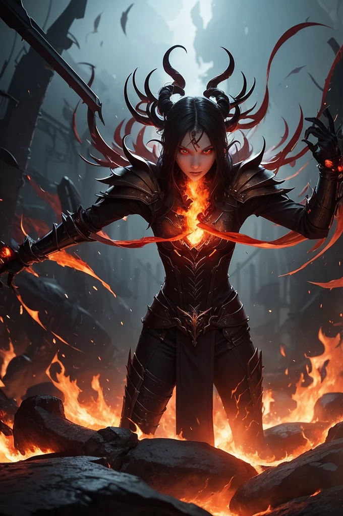 I'm creating a character for the demon slayer anime that uses the breath of flames, the rengoku apprentice being the pillar of flames, but the breath of flames has 3 forms missing, I'll tell you each one how I want the shapes to be and you create an image of how they would look visually, blz?
Sixth Form: Enchanting Hell Description: The user makes a series of spiral cuts, generating a storm of flames around you. These slashes not only attack nearby enemies, but also create a fire barrier that can repel direct attacks.
Use: Ideal for group combat situations or when the user is surrounded by multiple enemies, providing both offense and defense.