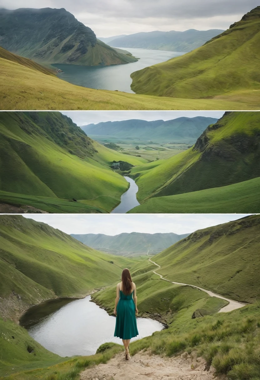 take more images with the same woman in a different landscape