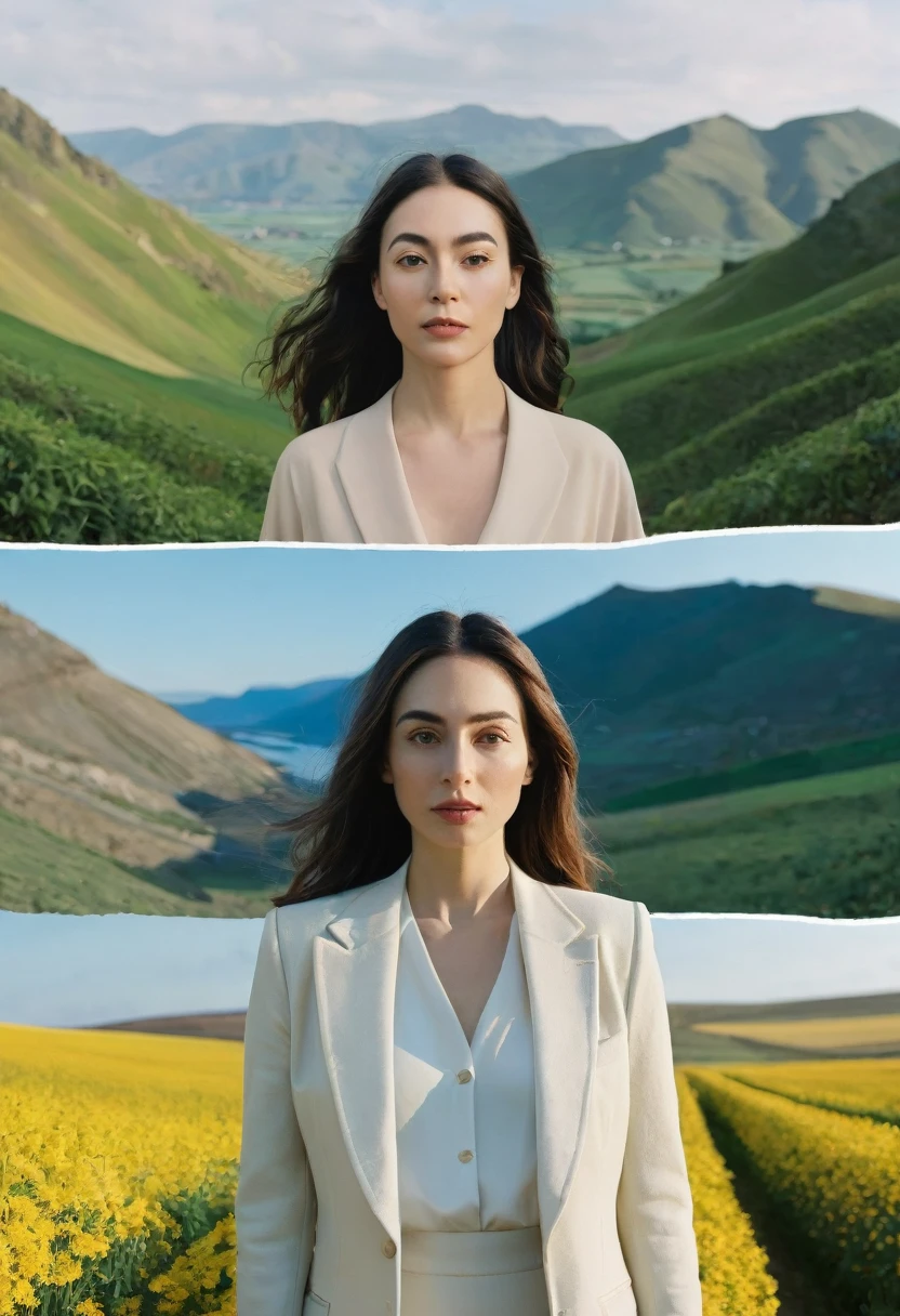 take more images with the same woman in a different landscape