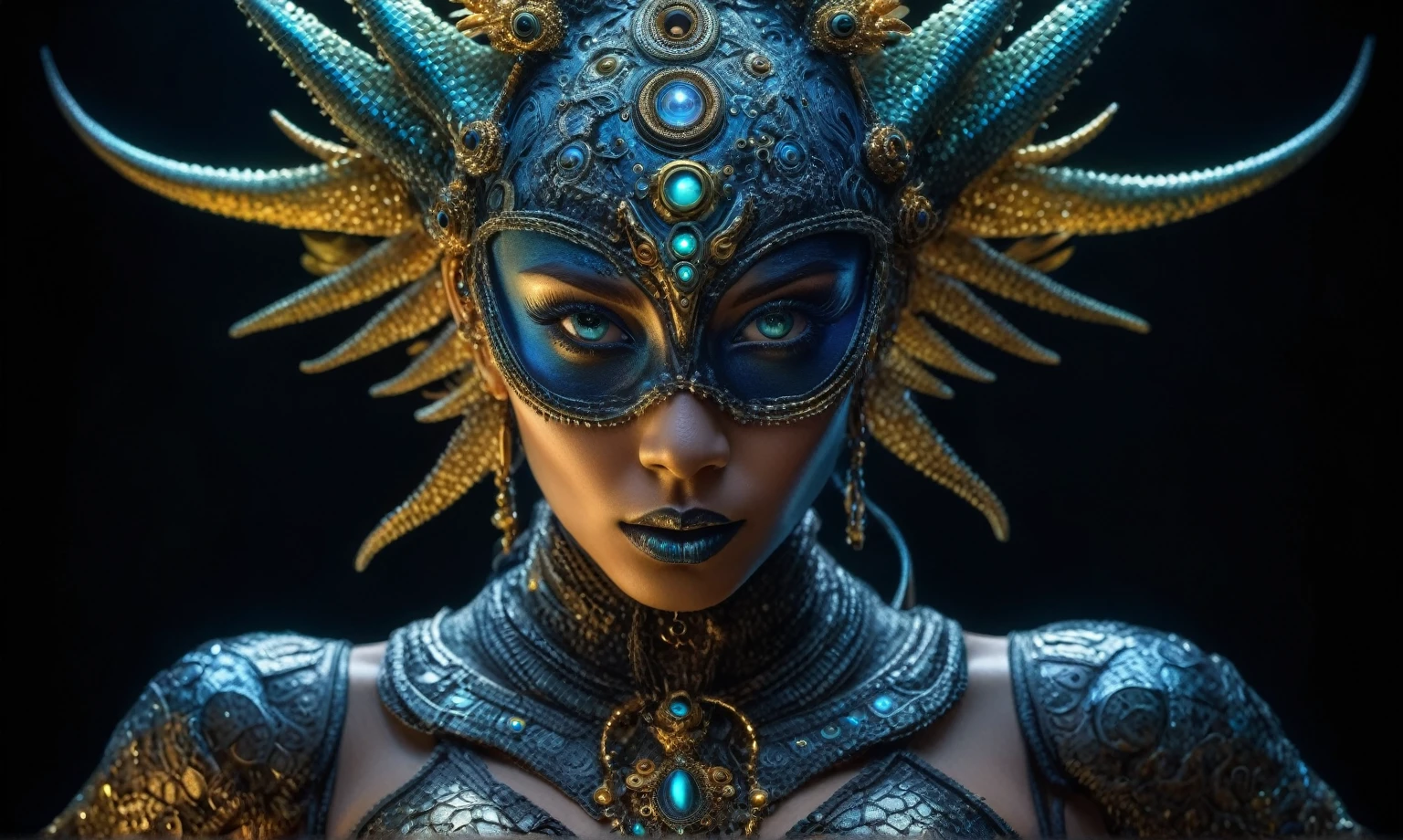 full body length shot,nerd graphite  Alien Entity,native africa slave ,nowadays azctec central city,Cinematic,soft colors, Technicolor,natural skin textures, hyper realism, hyper detailed,Extremely detailed,High contrast,Masterpiece,Realistic,Ultra Detailed, intricate details,realistic humid leather,extremely intricate details,Epic Realistic, cinematic style, irina yermolova,high contrast,hdr,extremely detailed, [deep night landscape],masterpiece, intricate details, eyes extremely detailed, high detailed eyes,8k resolution,retina, Nikon Z9,Korea,orc,Egypt, Pisces, transition between two art styles, Double contact, X-ray, Creative, vivid light, fantasy, Abstract, Surrealism, super detailed, high resolution,insanity wear,skin  almost translucent,  Mestichino,Light particles,chaos,starfish's leather,Bali of Indonesia,dark fantasy, Alien Nordic reptillian from venus and norway, captivating, in vibrant jewels.... Her accessories include high tech quantum neural lace and glowing gold plasma body sheath, eyes glowing, bokeh, lens flres, fisheye lens, perfect composition, beautiful detailed intricate insanely detailed octane render trending on artstation, 8 k artistic photography, photorealistic concept art, soft natural volumetric cinematic perfect light, chiaroscuro, award - winning photograph, masterpiece, oil on canvas, raphael