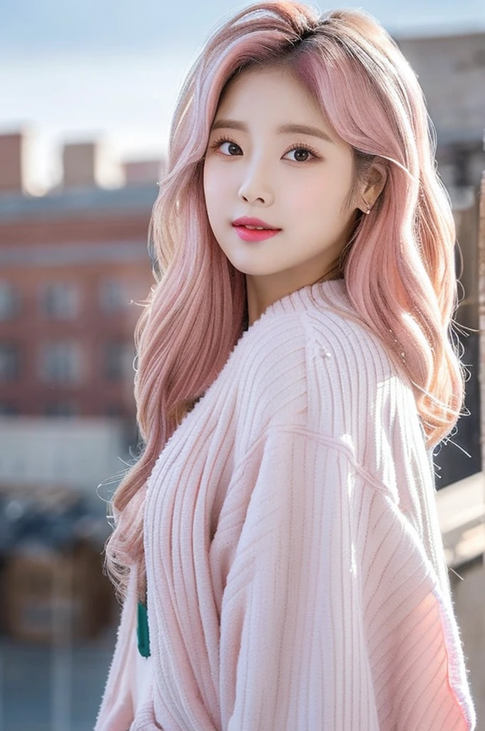 Elara is renowned across the empire for her beauty and charm. Her doe-like eyes, porcelain skin, and ((pink wavy hair:1.5)) that resembles clouds make her stand out. She speaks with a small,  and charming voice that captivates everyone around her. She is a Korean