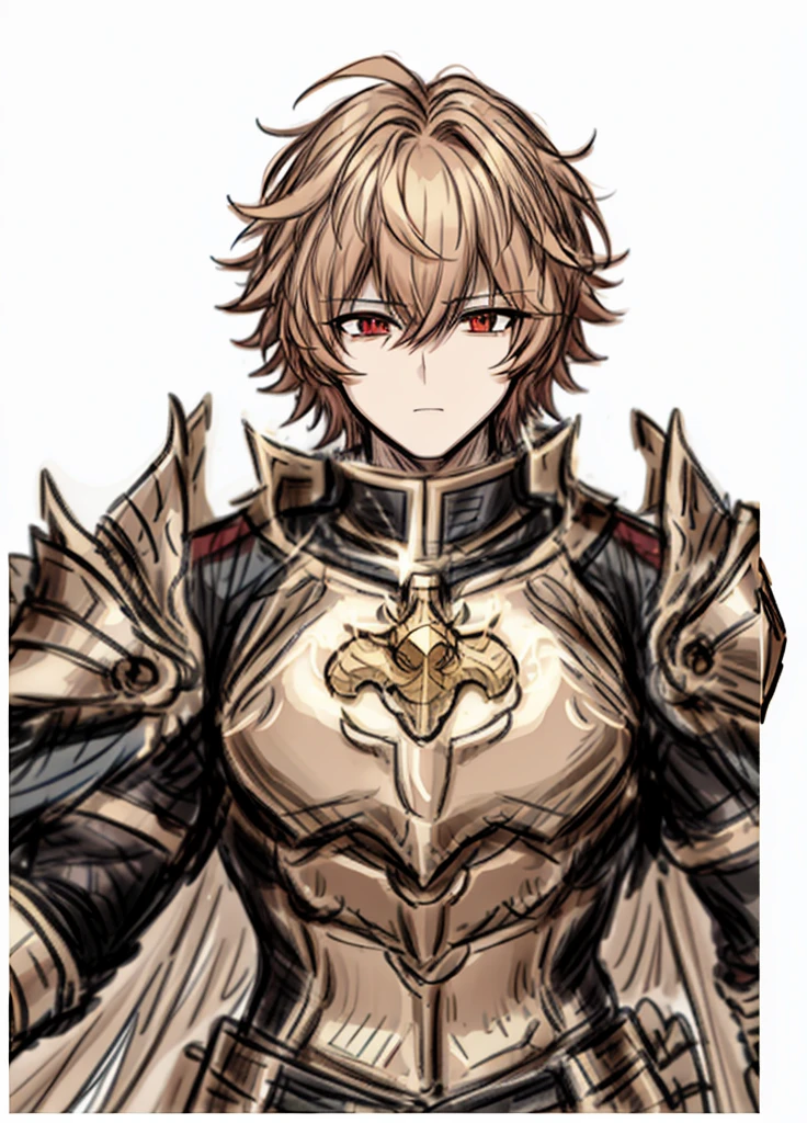 1boy, gold hair, golden fur, short hair,Red eyes,golden saint, epic armor, legendary weapon, handsome man, elegant clothes,holy knight, (high resolution, high detail, The best quality)