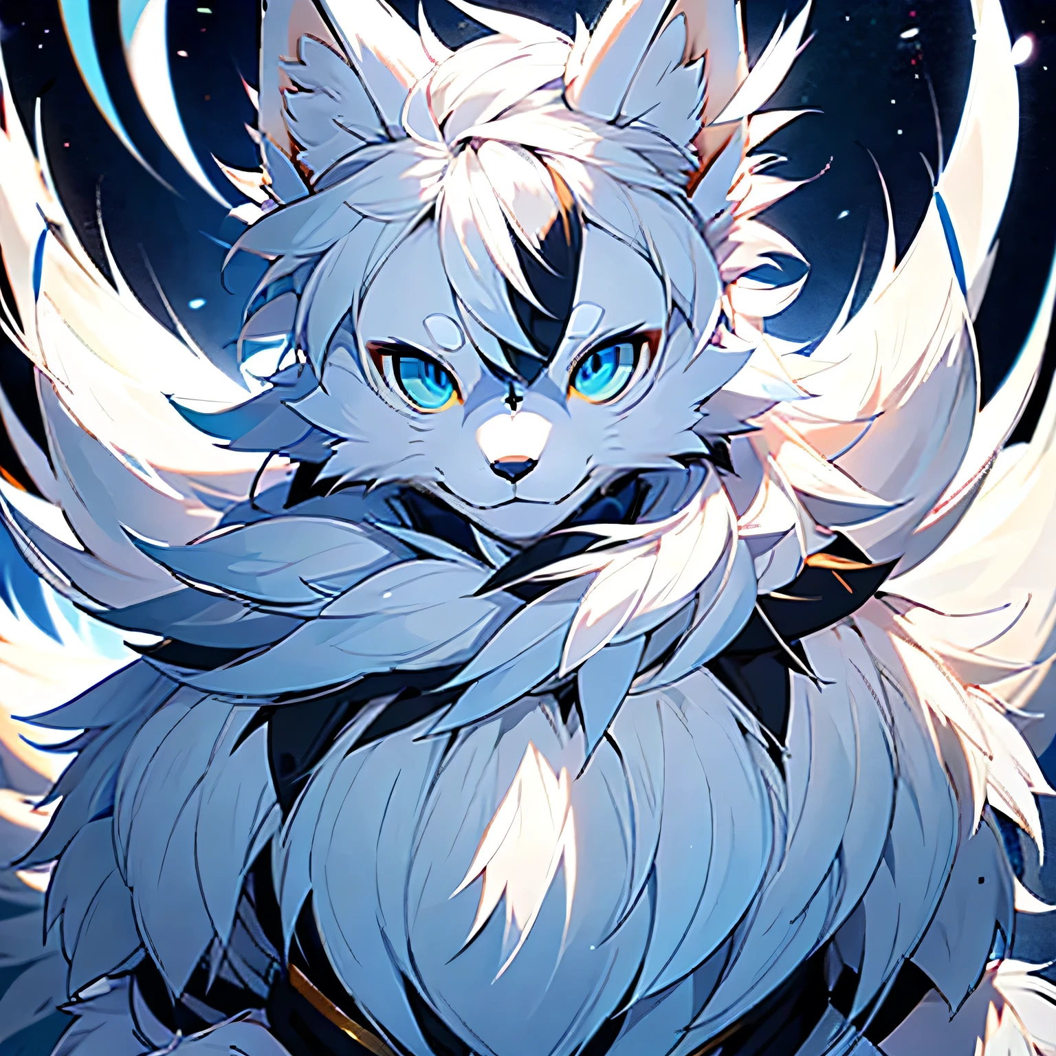 hairy，hairy，White fur，men，Canines，arctic fox，alone，Sharp claws，White fur， blue eyes，hairy尾巴，Nude，Extremely detailed：1.0，Slept in the bedroom