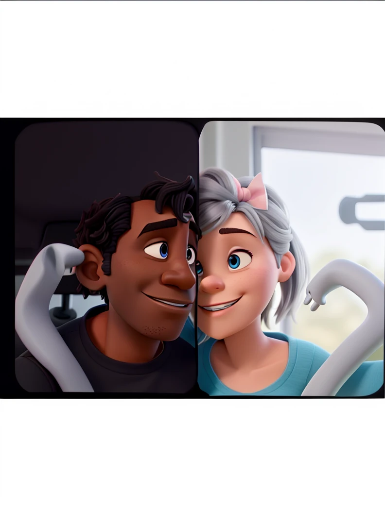 Couple (dark man and white woman) not Disney Pixar style, high qualiy, best qualityer.