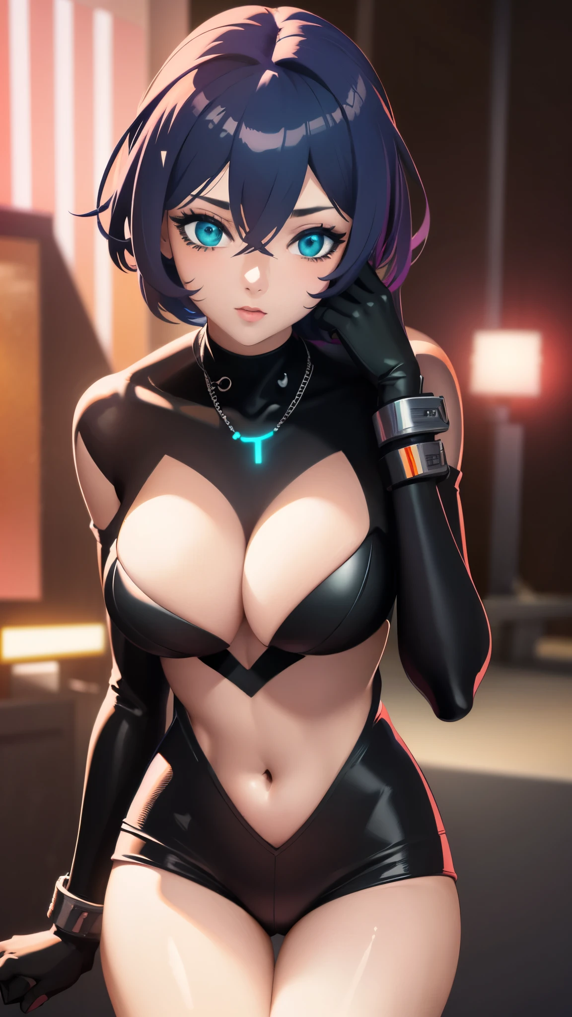 (best quality,highres:1.2),ultra-detailed,realistic,photorealistic:1.37,a beautiful girl (Anby Demara - Zenless Zone Zero) model in a pop style,18 years old,long legs,medium breasts,extremely detailed face (with emphasis on azure eyes),She is dressed in provocatively erotic outfits that emphasize her slender sexy body,bent down, lifting her ass to the top,more sexy pose,illustration,colorful pop art style,dynamic lighting,neon colors.Nsfw