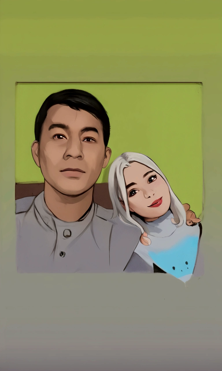 there is a man and woman that are posing for a picture, inspired by Oton Gliha, realism artstyle, close up potrait, cartoon artstyle, rotoscoped, inspired by JoWOnder, photorealistic!!!!!!! art style, in cartoon style, by Abidin Dino, foto realistic, potrait, digital panting, digital art cartoon