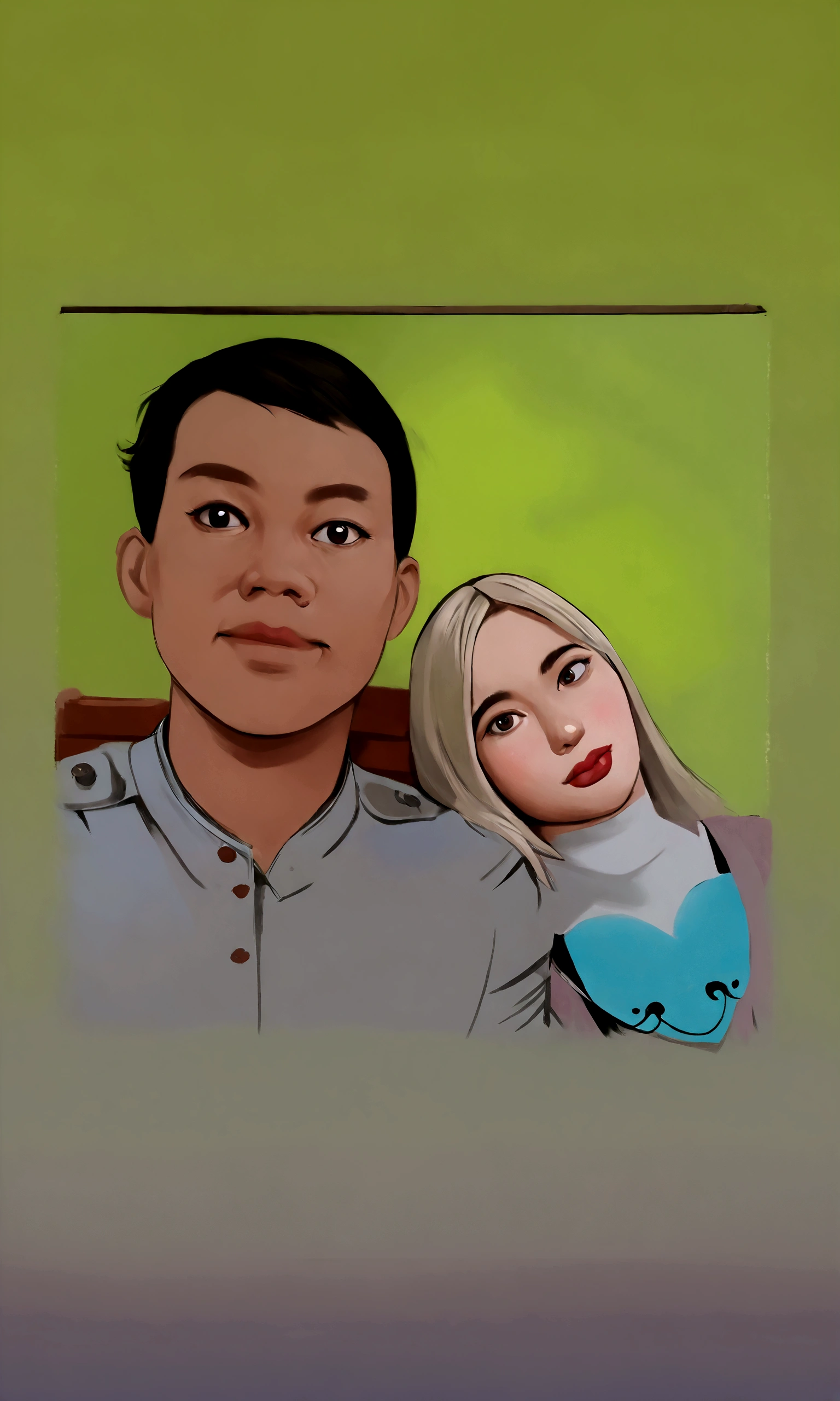 there is a man and woman that are posing for a picture, inspired by Oton Gliha, realism artstyle, close up potrait, cartoon artstyle, rotoscoped, inspired by JoWOnder, photorealistic!!!!!!! art style, in cartoon style, by Abidin Dino, foto realistic, potrait, digital panting, digital art cartoon