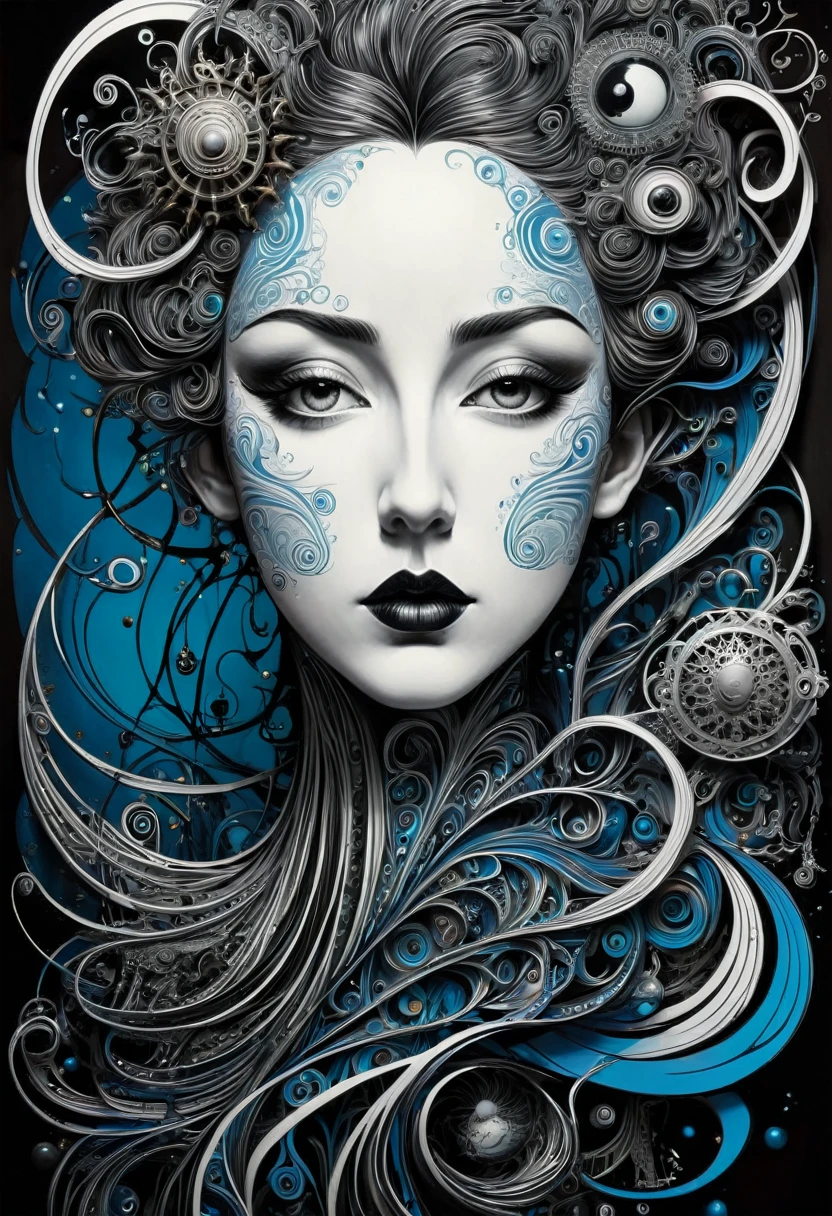 Surrealist art , masterpiece,best quality, surrealistic,tuyawang,abstract,doodle art, A random person with a face, a character portrait by Aubrey Beardsley, behance contest winner, pop surrealism, detailed painting, very detailed, minimalist, skeuomorphic, airbrush art, airbrush art, seapunk, artwork, intricate, elegant, highly detailedDaddyoam box art, steampunk, biopunk, 8k, hd. matte painting, explanatory and lovecraftian, cosmic horror, high detail, award winning masterpiece with incredible details, --ar 2:3
