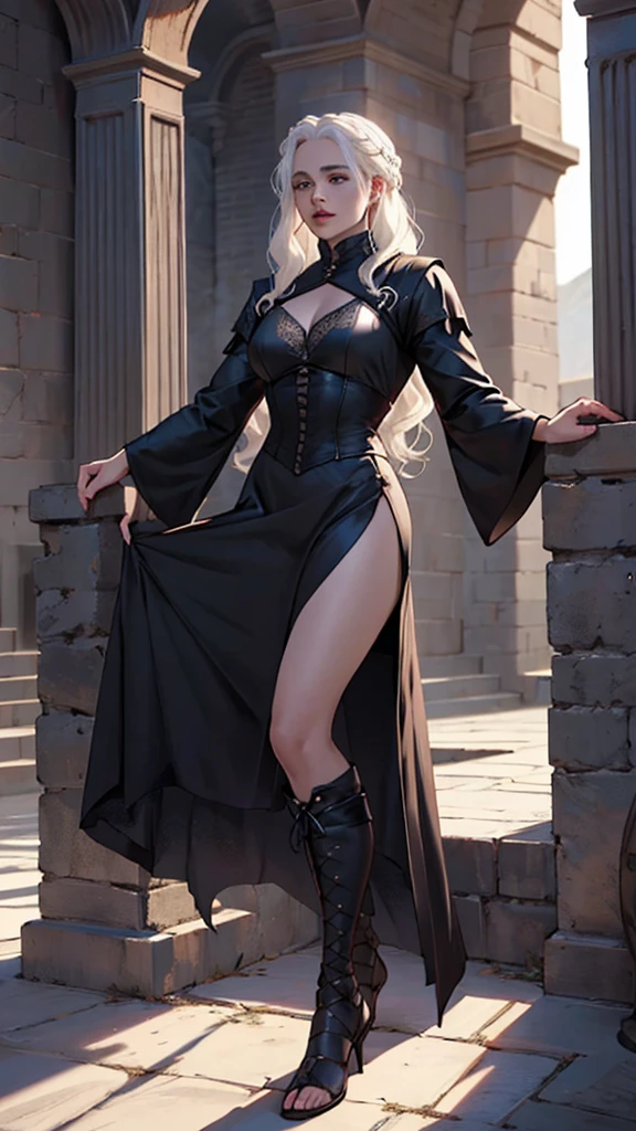 Drag queen, gothic dress, vestimentas detalhada, musclegirl, fully body, house of the dragon, game of thrones, targaryen, vestimentas.