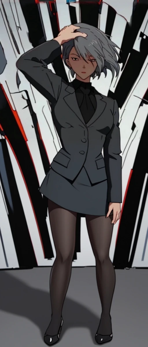 Evil business woman in a skirt suit 