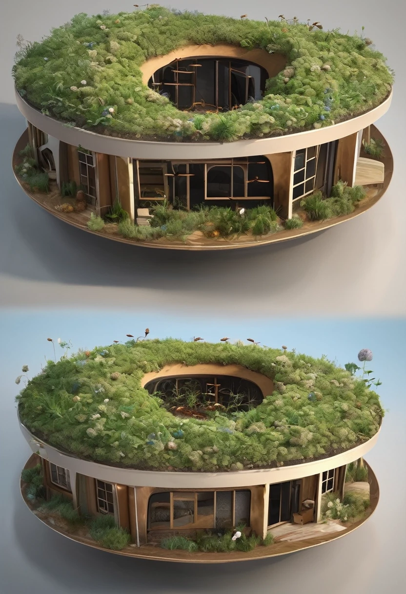 moosig, Dwelling in the form of an ant nest, rounded oval, isometric figure, Detailed reality