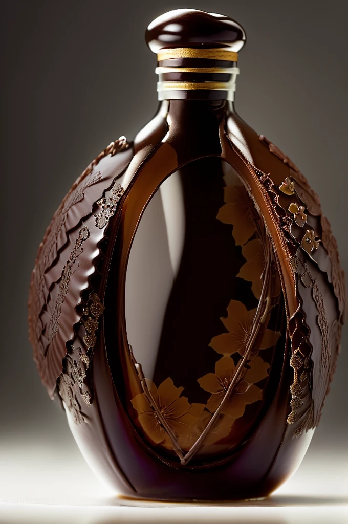 Black and withe chocolate flowers in a bottle