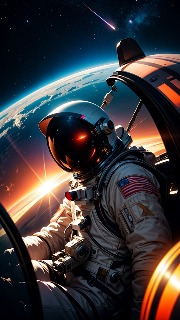 a lonely astronaut in the absolute void of space, cinematic lighting, dramatic composition, highly detailed, hyper realistic, 8k, photorealistic, volumetric lighting, realistic shading, dramatic shadows, photographic, chiaroscuro lighting, deep space background, stars, nebulae, cinematic pose, astronaut suit with detailed textures, detailed face and expression, penetrating gaze, epic, masterpiece