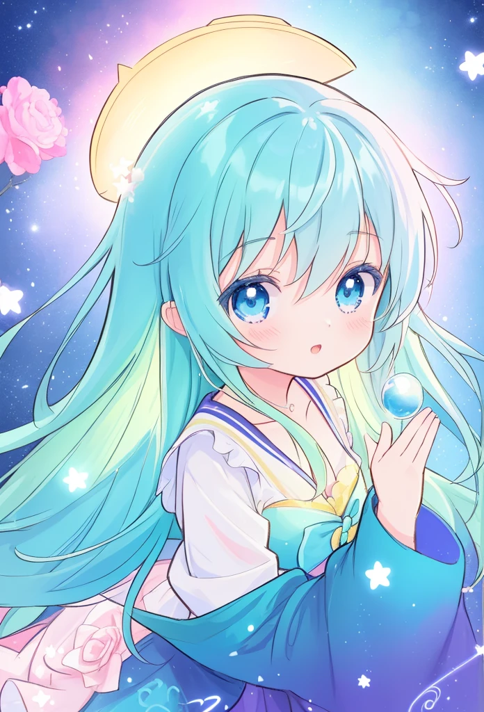 Beautiful anime girl, portrait, Bright pastel colors, (rich and colorful), magic lights, long flowing rich and colorful hair, inspired author Glen Keane, inspired author:Louis van Baarle, Disney Art Style, author:Louis van Baarle, There's light around her, author Glen Keane, Just a joke, Glowing lights! number, Flowing and shiny hair, Shiny and flowing hair, Beautiful digital illustrations, fantasy曲背景, Fantastic, magic, fantasy, Pretty Face, ((masterpiece, best quality)), Intricate details, Very detailed, Clear focus, 8k resolution, Sparkling eyes, Liquid watercolor