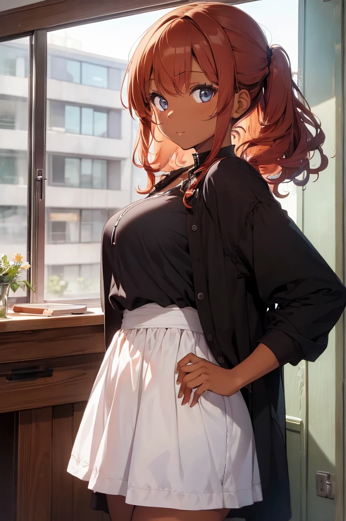 ((best quality)), ((masterpiece)) a curly redheaded German girl and her dark-skinned boyfriend