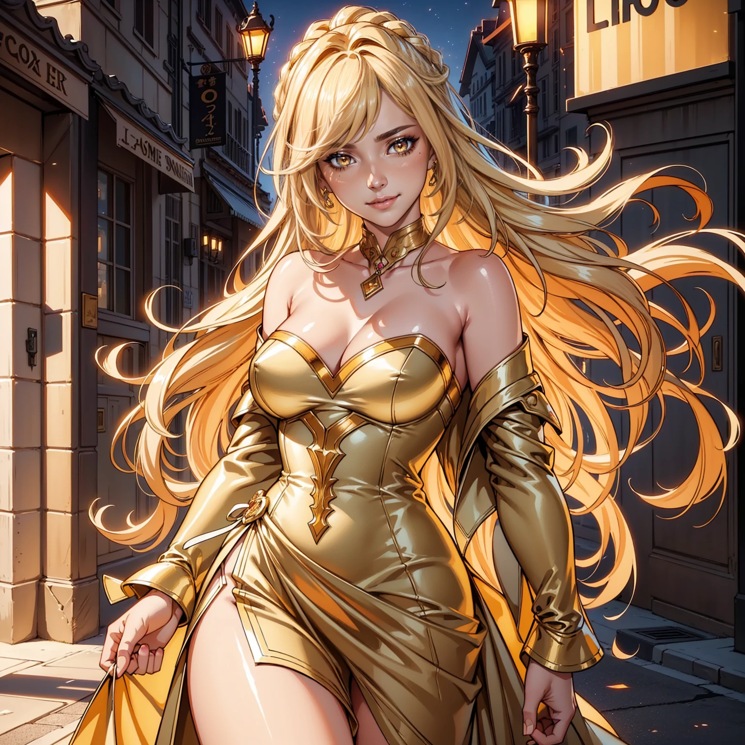 Masterpiece, Professional,  High Definition - quality, sharp focus, perfect artwork, Best Illustration,  trending on artstation, UHD, 4k, full body, NSFW
masterpiece, beat quality, woman, ((woman with the face of Remy3)), ((Wearing dress)), (finely detailed beautiful eyes and detailed face), ((bright golden eyes)), sexy smile, long_hair, cinematic lighting, ((bust shot)), 8k uhd, dslr, soft lighting, high quality, film grain, Fujifilm XT3, extremely detailed CG unity 8k wallpaper, Golden hour lighting, shiny skin. Street in a modern city,