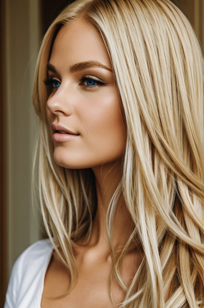 Woman with blond hair and beautiful
