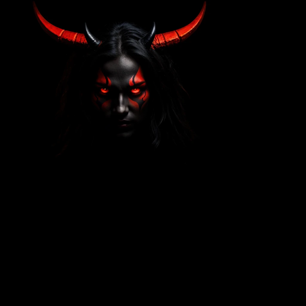demon on a black background beautiful photo in best quality


