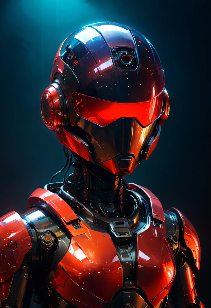Space art galaxy landscape, concept art, vector, check the detail information, Octane Rendering, Ultra high quality, Ultra-high resolution, painting, drawing by Conrad Roset close up, (detail mechanical eyes:1.5), reflections on helmet a giant robot (glowing red neon glass transparent helmet:1.8), bioluminescence, fluorescent helmet, the robot is aged with moss on its rusty bronze armor, night, moonlight shadows, dramatic lighting, gradient pop surrealism, BREAK Detailed, (darkness:1.3), (very detailed shadows:1.3), absolute shadows, absolute darkness, body silhouette, The robots armor is full of scratches, All shells have lost their reflections, Only a little red light is revealed by the opaque mask, Unreal Engine, Surrealism, high quality