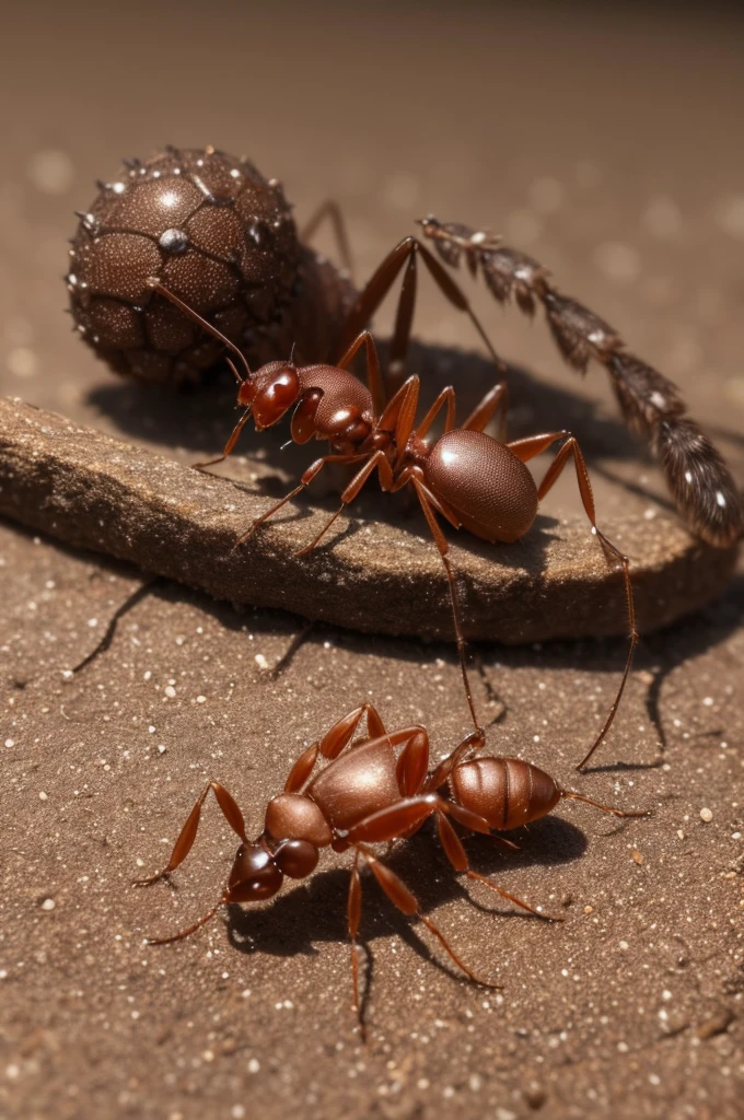 an ant measuring 1 meter wide and long, divides 4 parts and turns into several ants