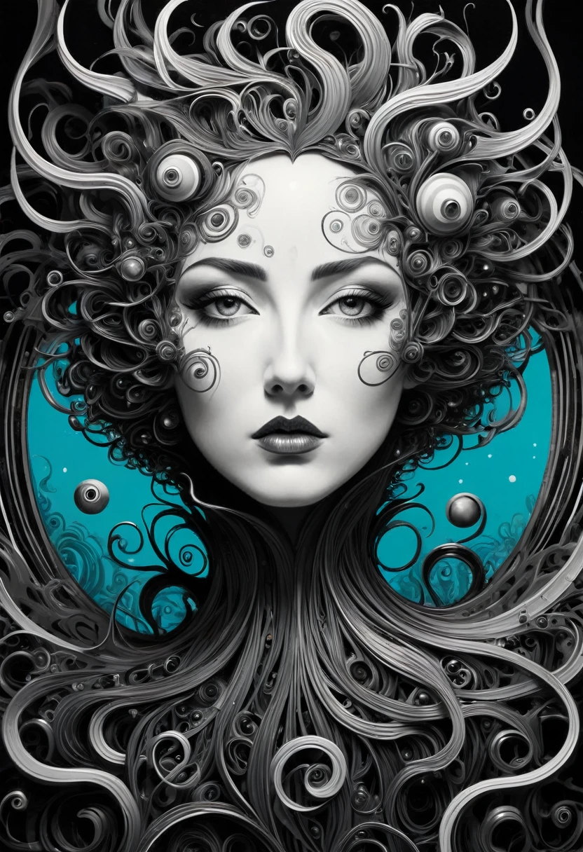 Surrealist art , masterpiece,best quality, surrealistic,tuyawang,abstract,doodle art, A random person with a face, a character portrait by Aubrey Beardsley, behance contest winner, pop surrealism, detailed painting, very detailed, minimalist, skeuomorphic, airbrush artwork, intricate, elegant, highly detailedDaddyoam box art, steampunk, biopunk, 8k, hd, matte painting, explanatory and lovecraftian, cosmic horror, high detail, award winning masterpiece with incredible details, --ar 2:3 