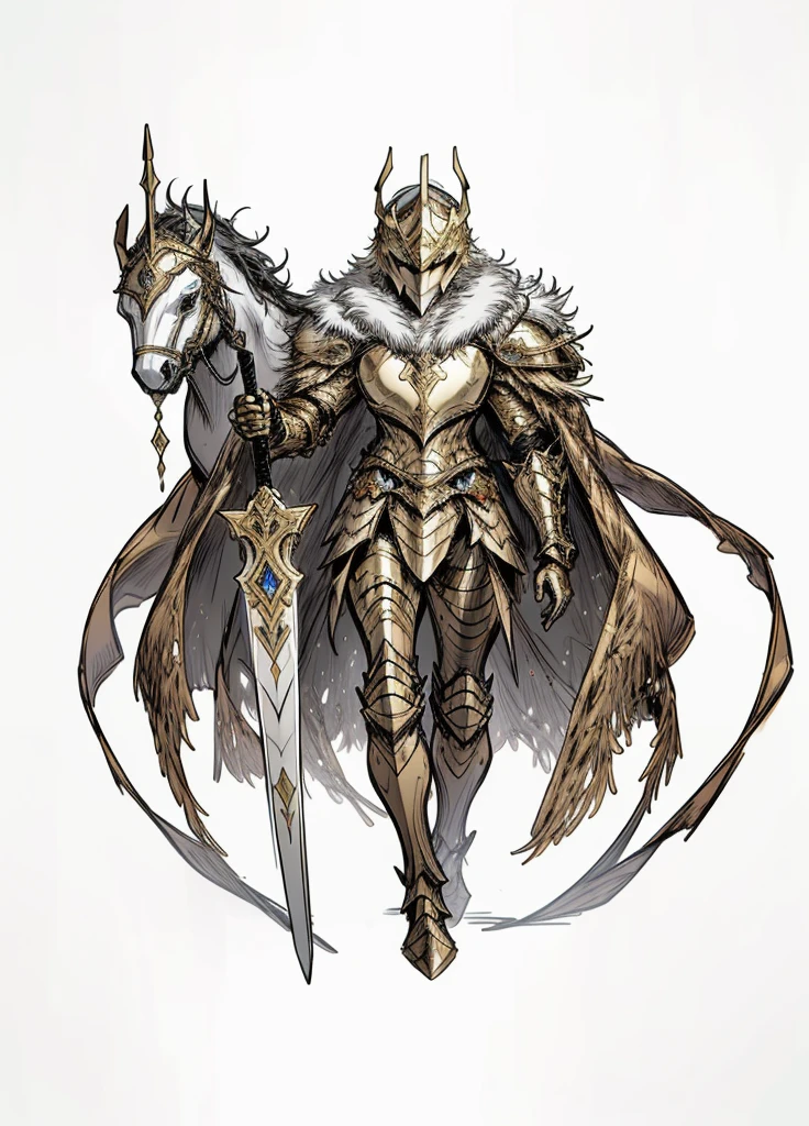 1boy, full face helmet, golden fur,golden saint, epic armor, legendary weapon, handsome man, elegant clothes,holy knight, (high resolution, high detail, The best quality)