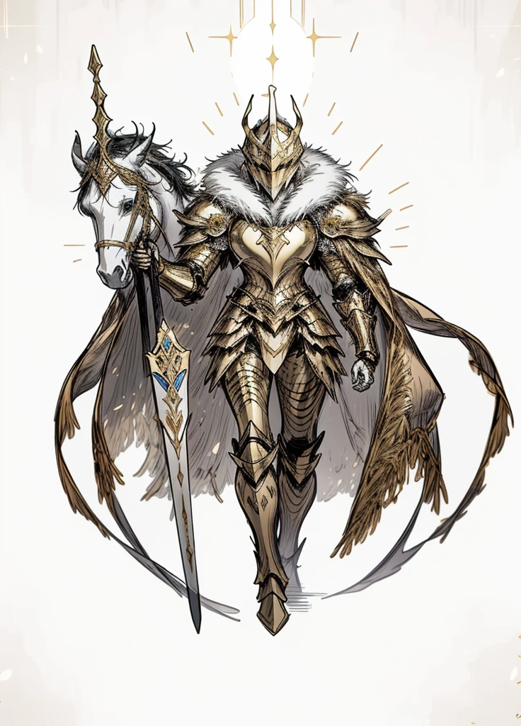 1boy, full face helmet, golden fur,golden saint, epic armor, legendary weapon, handsome man, elegant clothes,holy knight, (high resolution, high detail, The best quality)